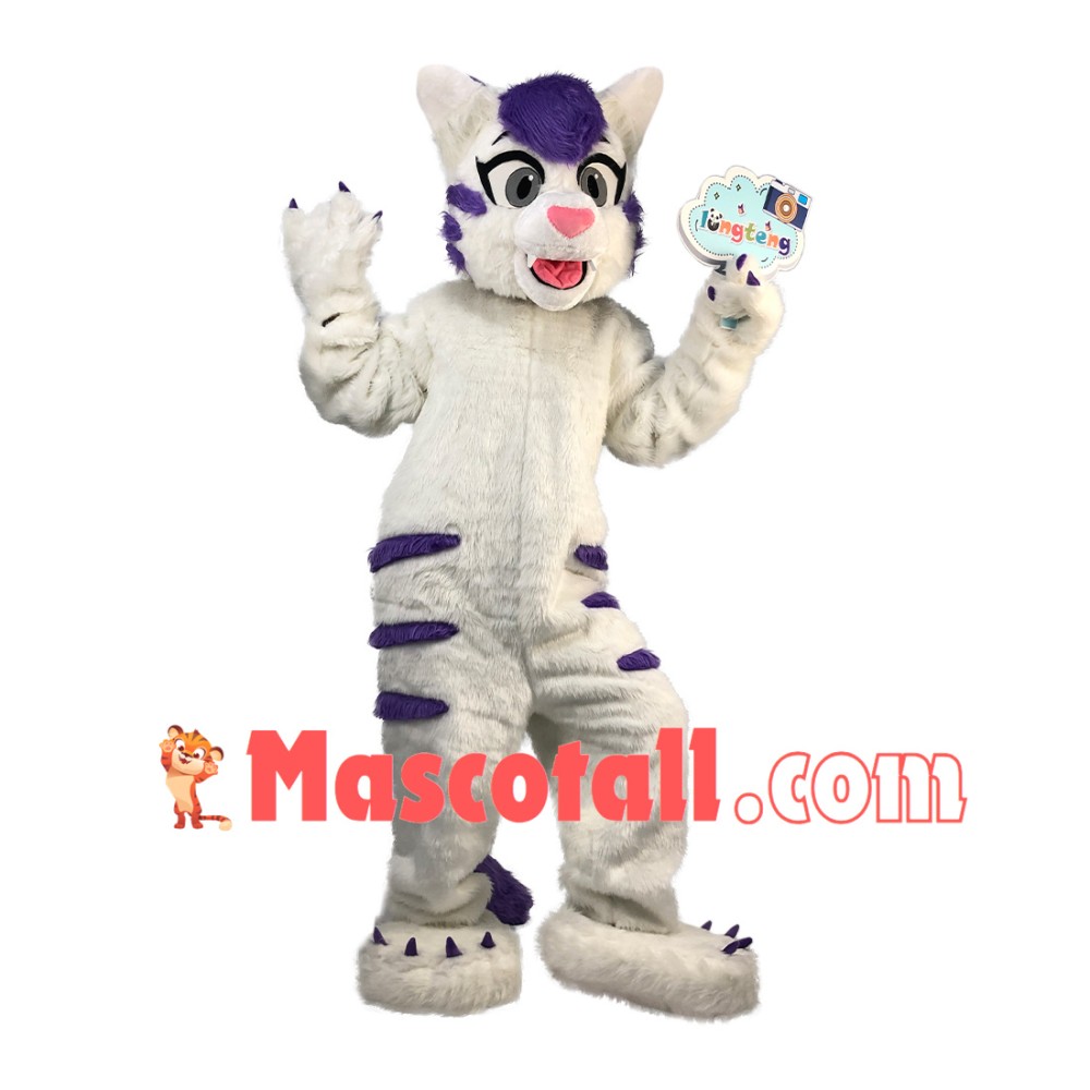 Optimistic Little Snow Wolf Mascot Plush Costume