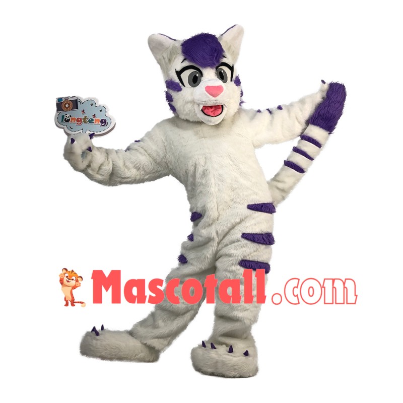 Optimistic Little Snow Wolf Mascot Plush Costume