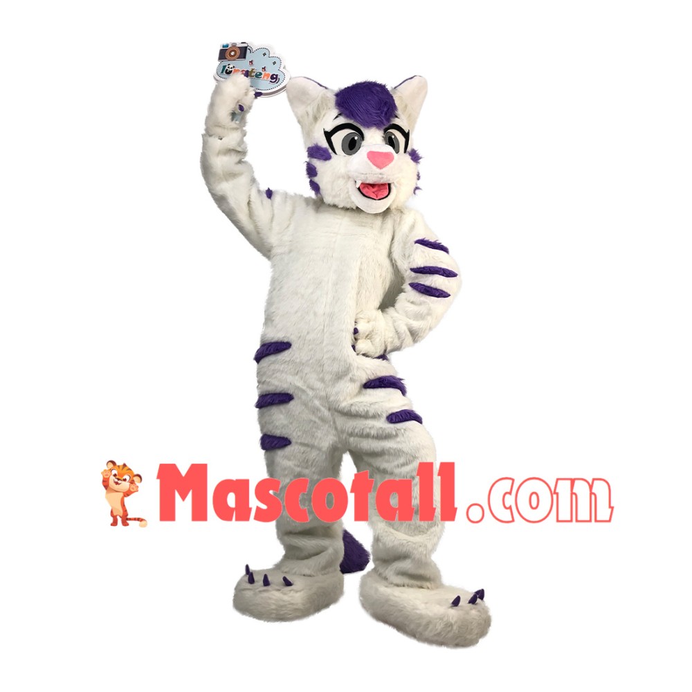 Optimistic Little Snow Wolf Mascot Plush Costume