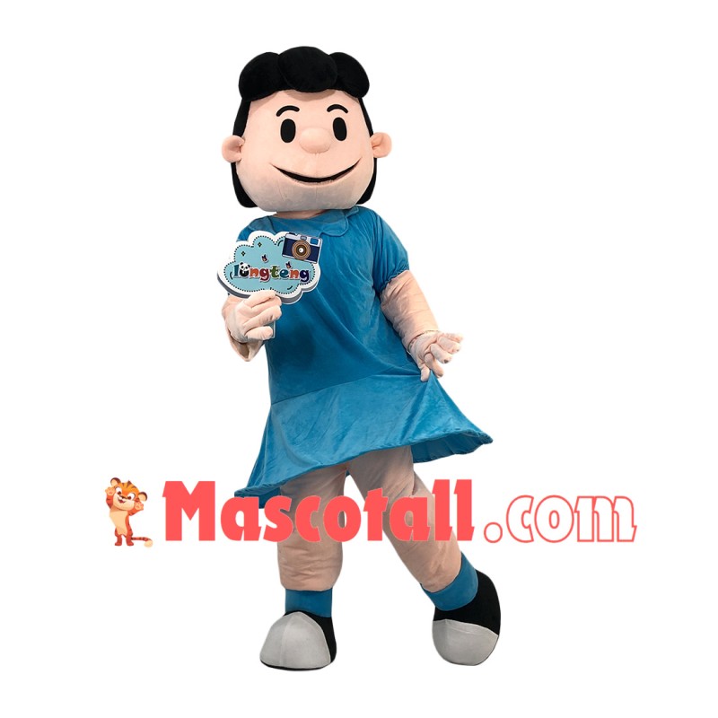 Fuss The Lucy In Blue Dress Cartoon Mascot Costume