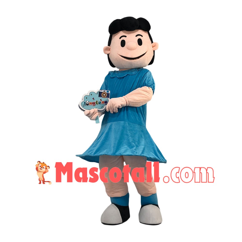 Fuss The Lucy In Blue Dress Cartoon Mascot Costume