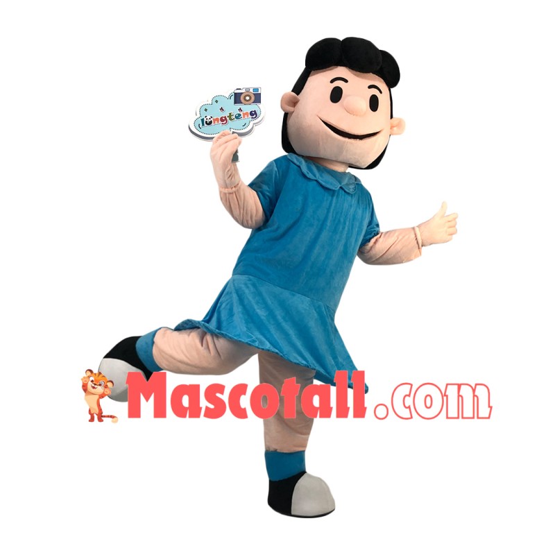 Fuss The Lucy In Blue Dress Cartoon Mascot Costume