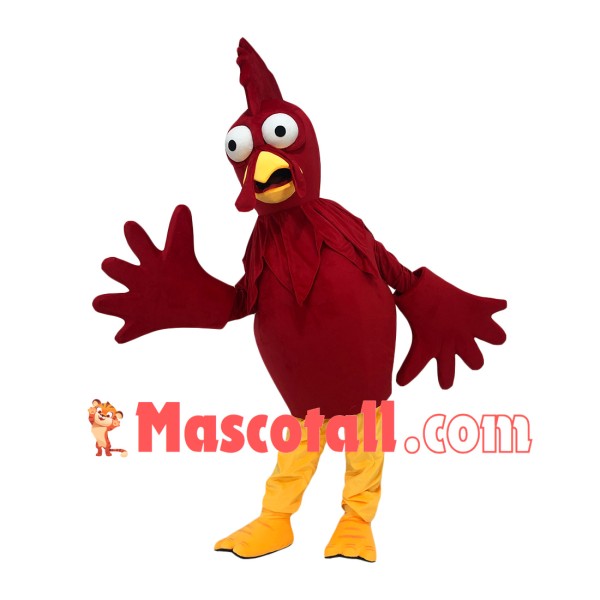 Frightened the Staring Red Chicken Mascot Costume
