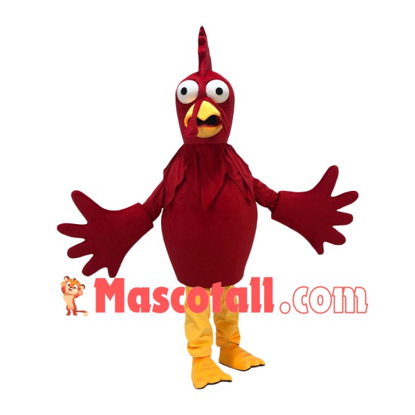 Frightened the Staring Red Chicken Mascot Costume