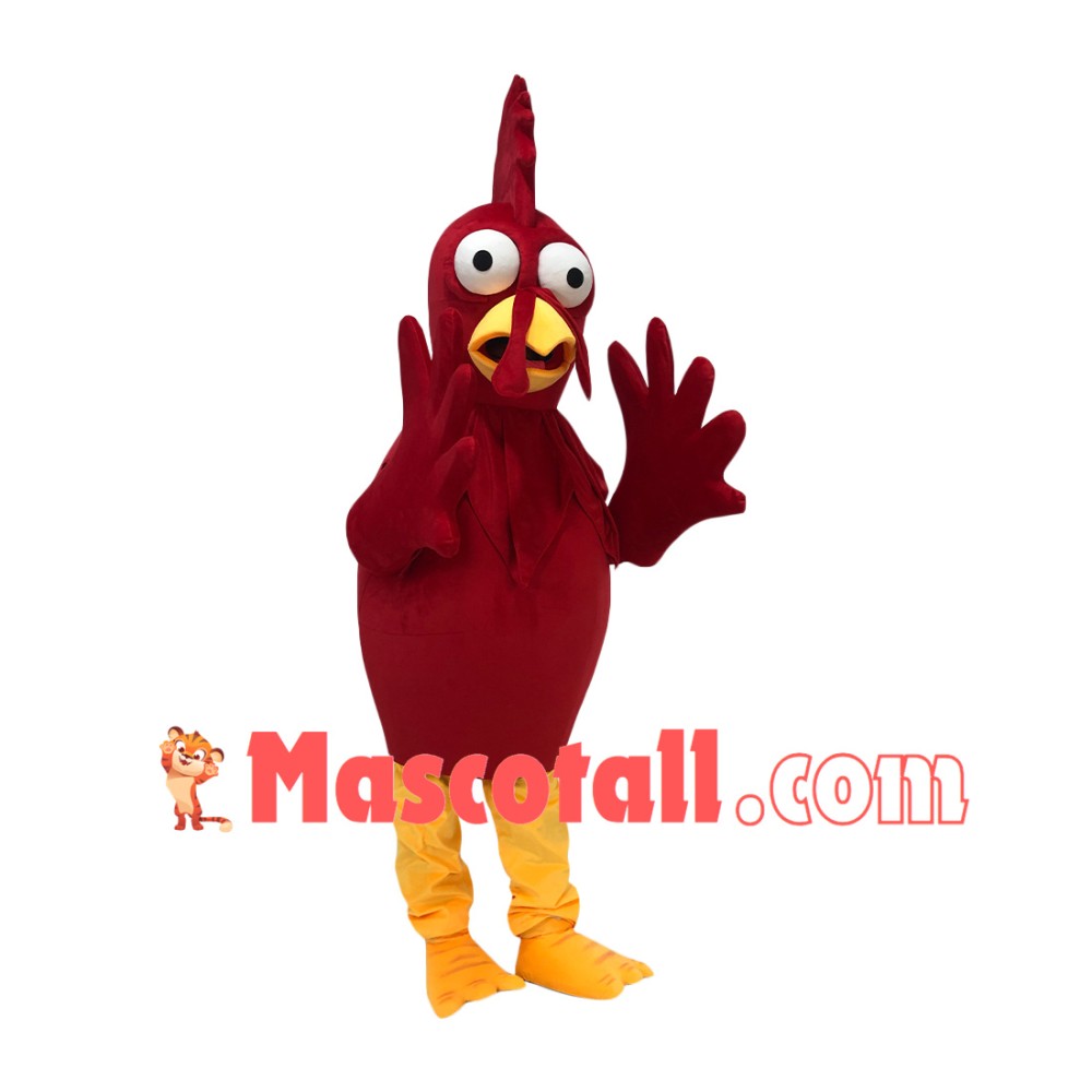 Frightened the Staring Red Chicken Mascot Costume