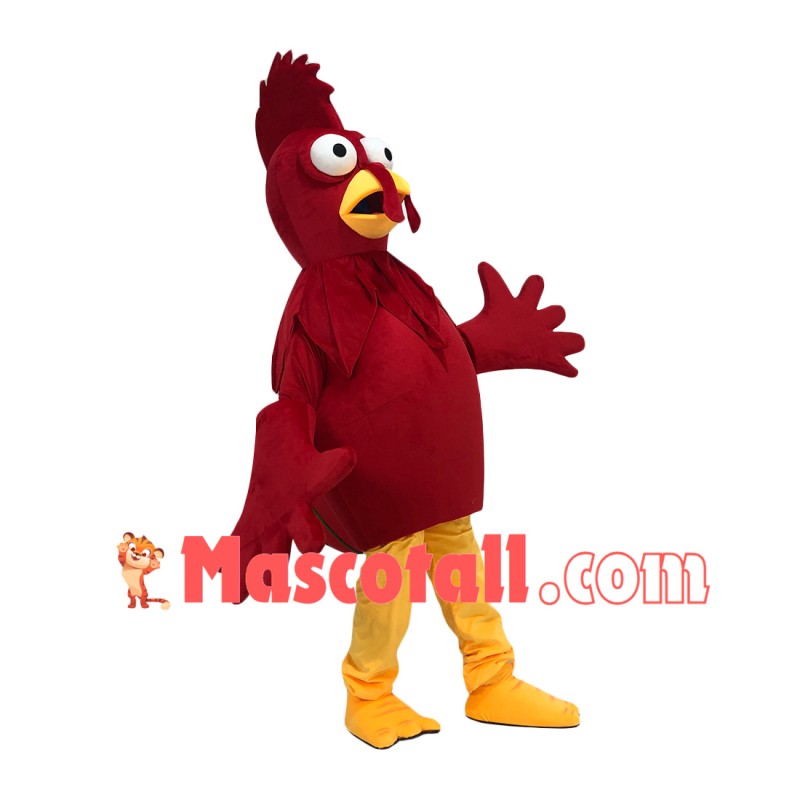 Frightened the Staring Red Chicken Mascot Costume