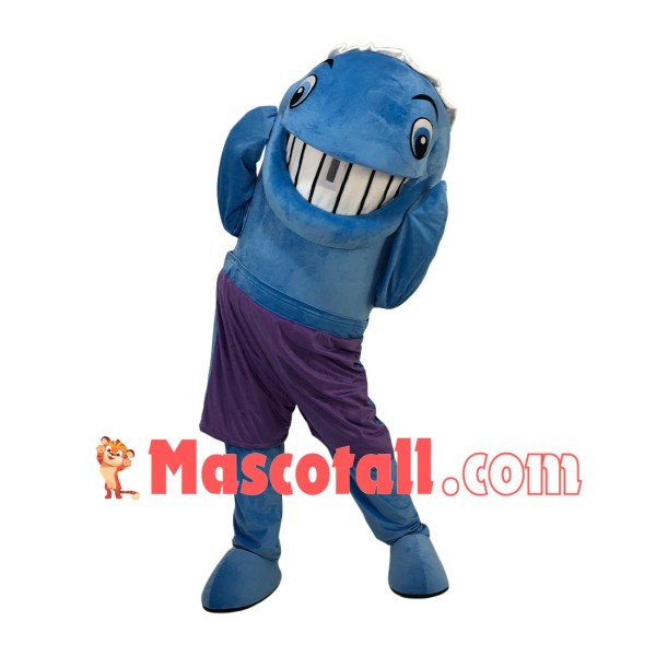 Joyful Baby Dolphin In Shorts Mascot Costume