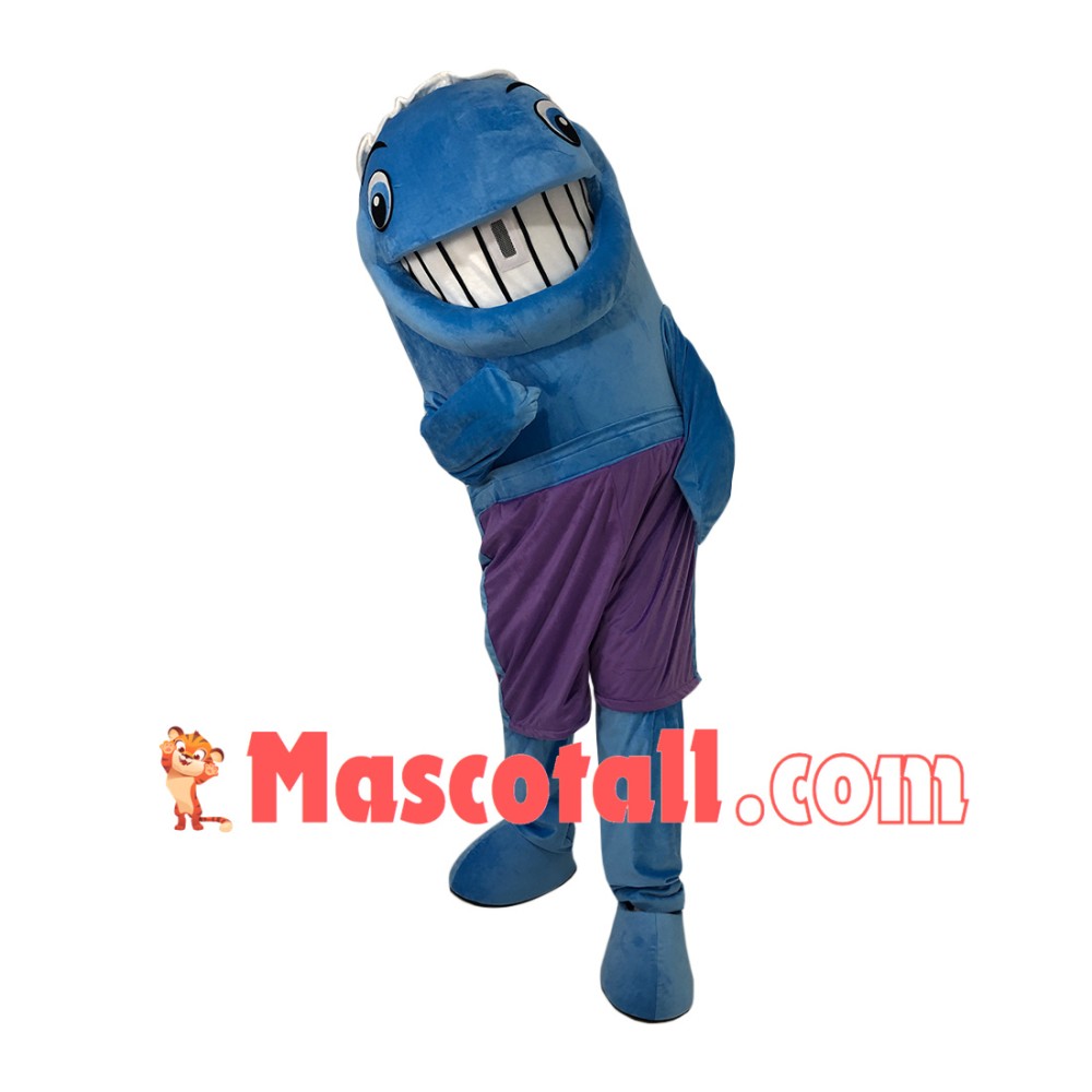 Joyful Baby Dolphin In Shorts Mascot Costume