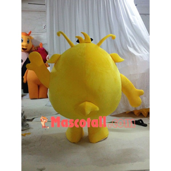 Yellow Big Eyed Monster With Long Tentacles Cartoon Mascot Costume