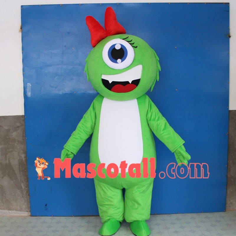 Soft Lightweight Cartoon Green One Eyed Monster Mascot Costume