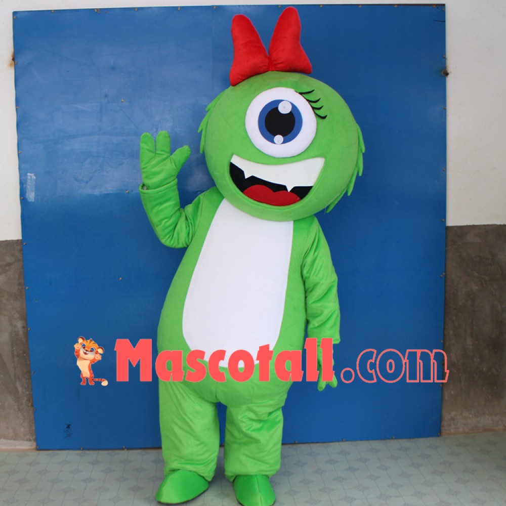 Soft Lightweight Cartoon Green One Eyed Monster Mascot Costume