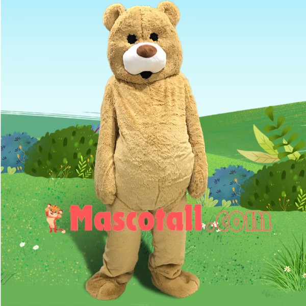 Lovely Soft Cartoon Khaki Teddy Bear Mascot Costume