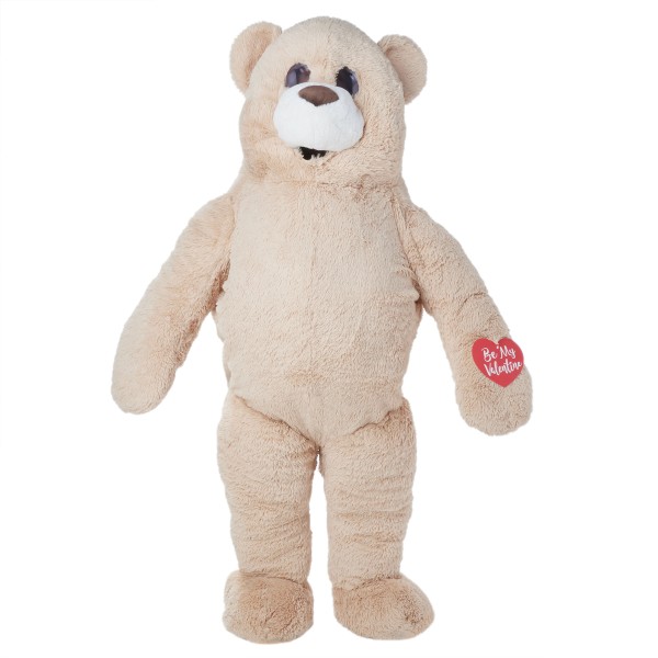Cute Beige Soft Bear Mascot Costume For Surprised Party