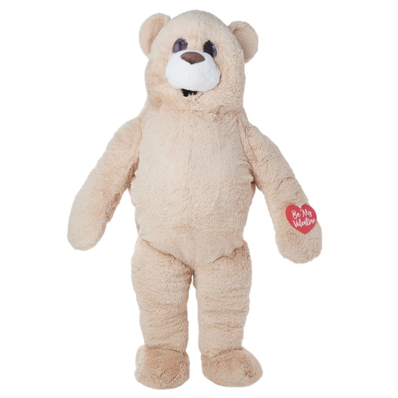Cute Beige Soft Bear Mascot Costume For Surprised Party