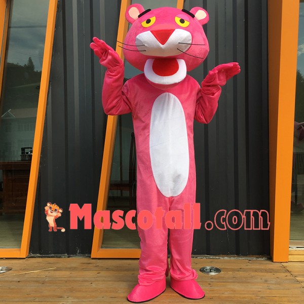 Humorous and Mischievous Pink Panther Mascot Cartoon Costume