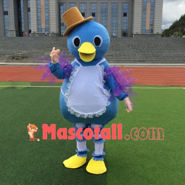 Gentle Duck With Lace Apron Mascot Costume for Celebration
