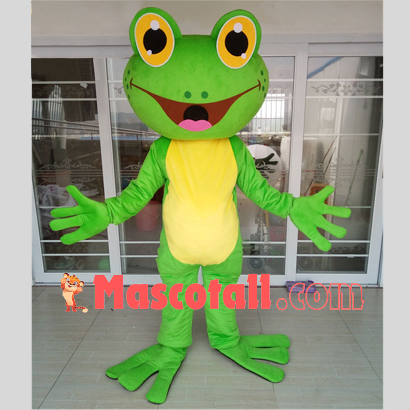 Huge Green Frog With Big Smile Face Cartoon Mascot Costume