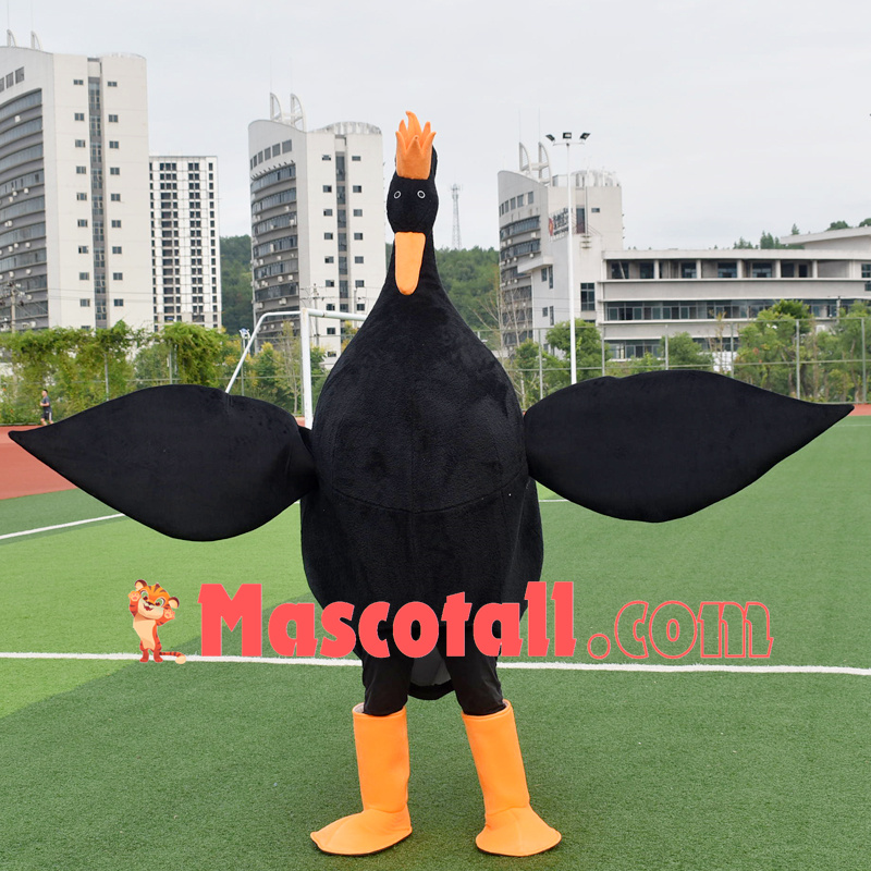 Adult Whole Black Hoopoe With Huge Wings Mascot Costume