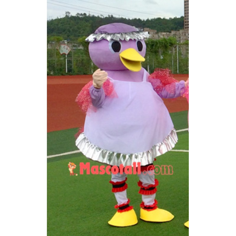 Tender Mother Duck Wearing Apron Cartoon Mascot Costume