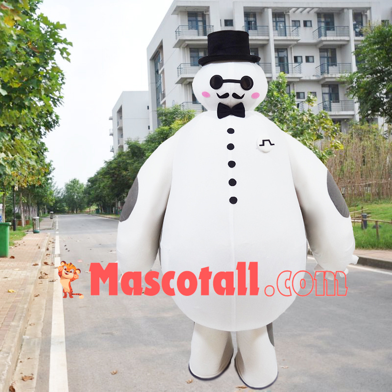 Interesting Cartoon Baymax With Gentleman Look Mascot Costume
