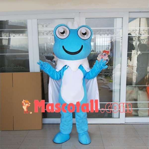 Friendly Big Eyed Frog In White Cloak Cartoon Mascot Costume