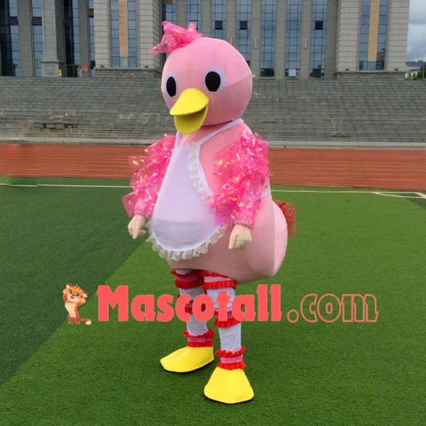 Virtuous Colored Baby Duck With Apron Cartoon Mascot Costume