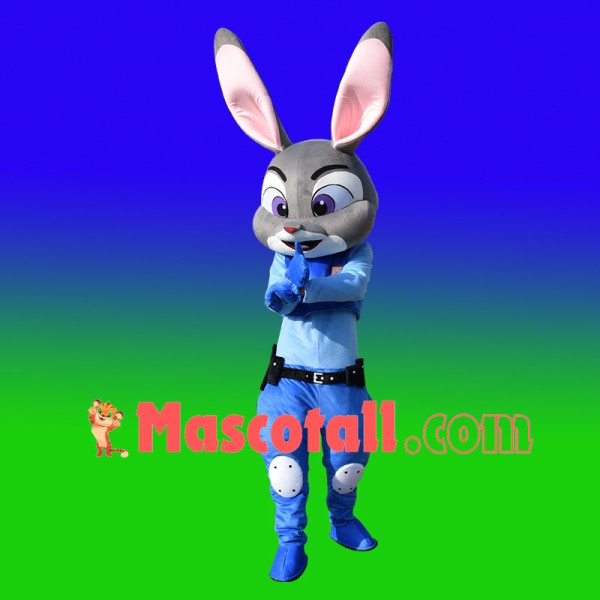 Judy The Impatient Rabbit Police Officer Cartoon Mascot Costume