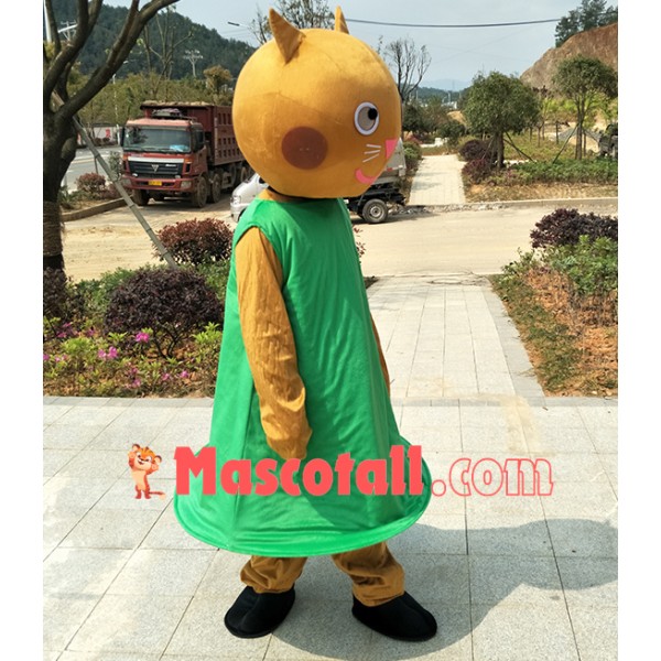 Mignon Cartoon Candy Cat In Green Dress Mascot Costume