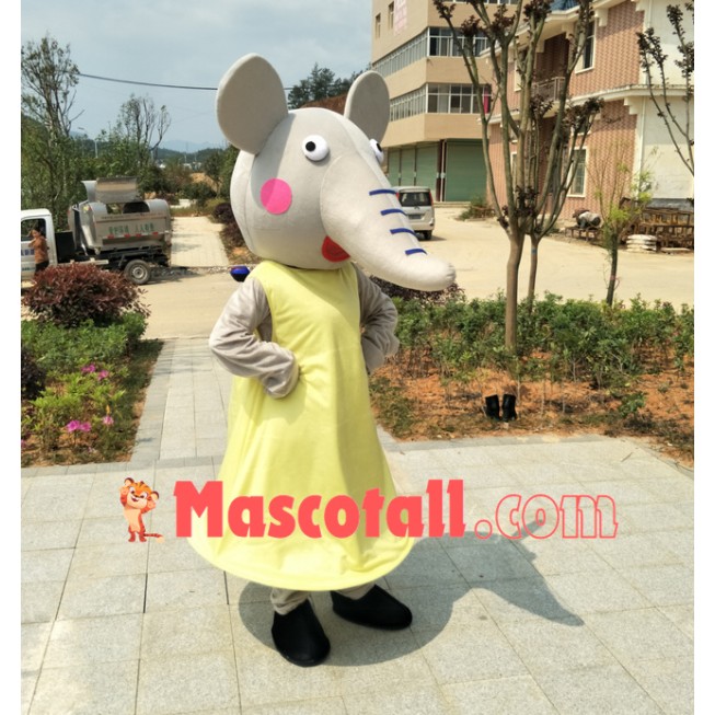 Cartoon Shy Emily Elephant Mascot Costume Whole Outfit