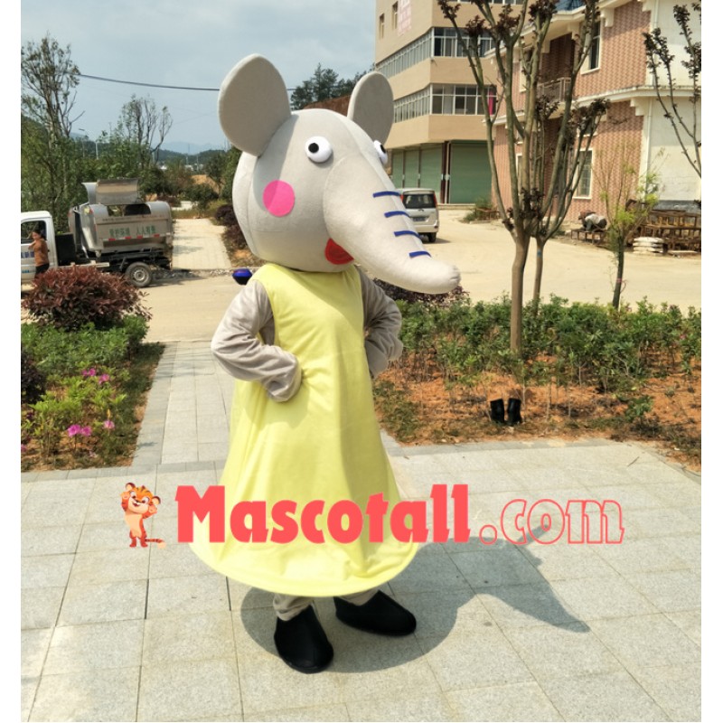 Cartoon Shy Emily Elephant Mascot Costume Whole Outfit
