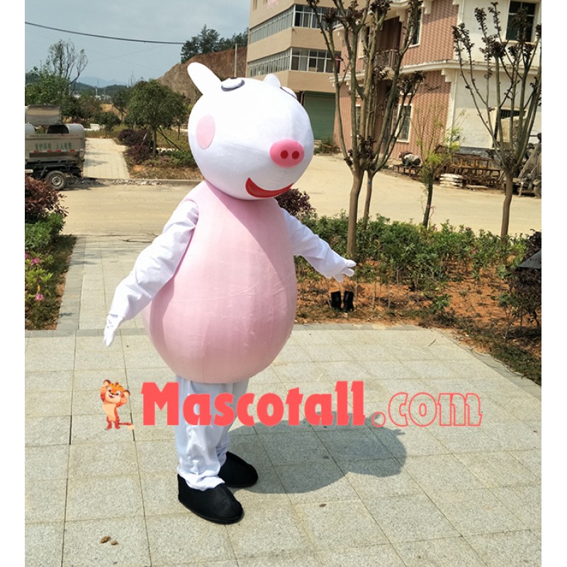 Cartoon Lively Suzy Sheep Wearing Pink Suit Mascot Costume