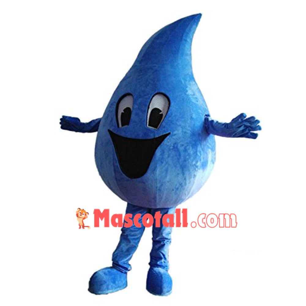 Blue Water Droplet Mascot Costume