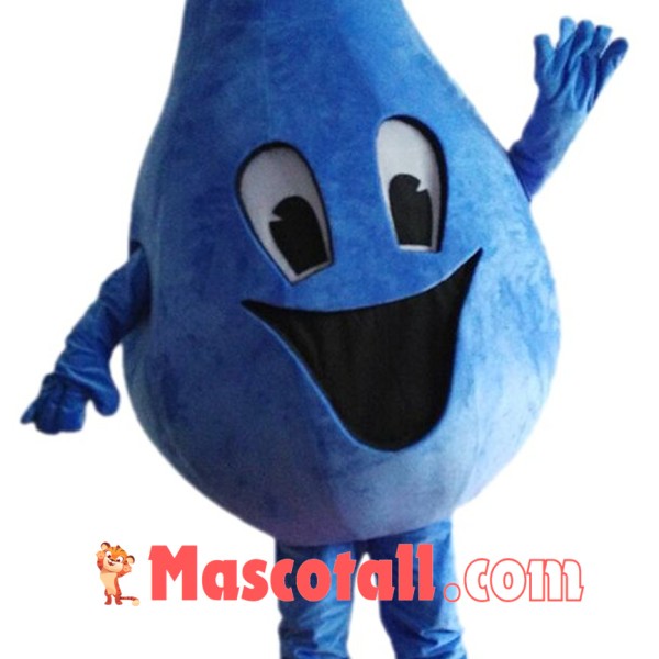Blue Water Droplet Mascot Costume