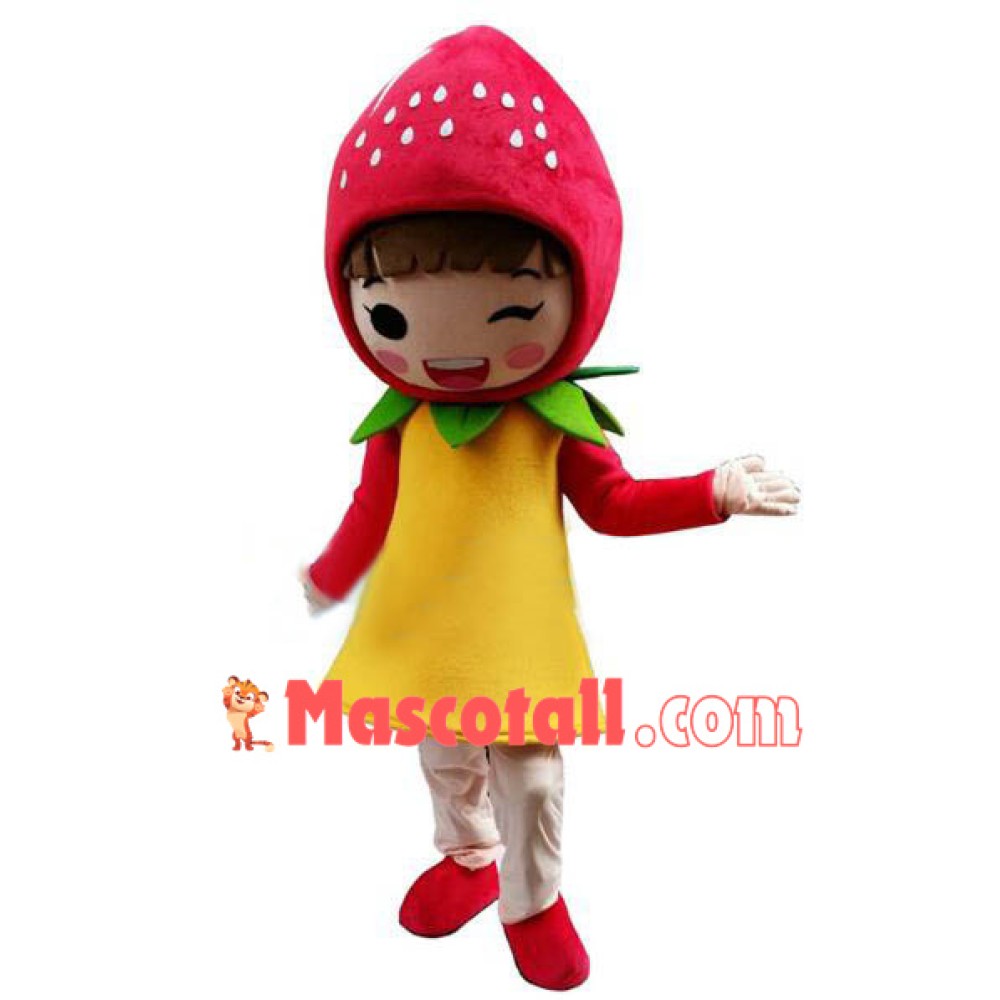 Strawberry Shortcake Girl Cartoon Adult Mascot Costume