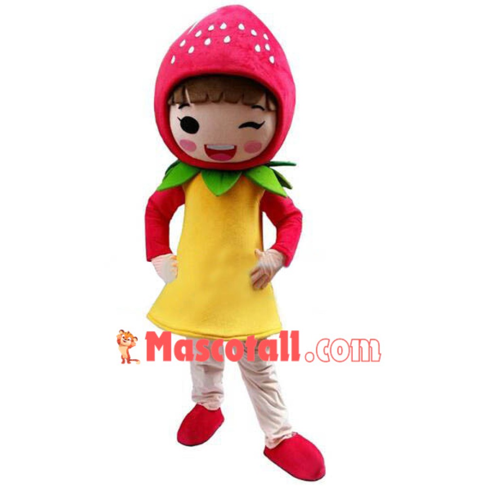 Strawberry Shortcake Girl Cartoon Adult Mascot Costume
