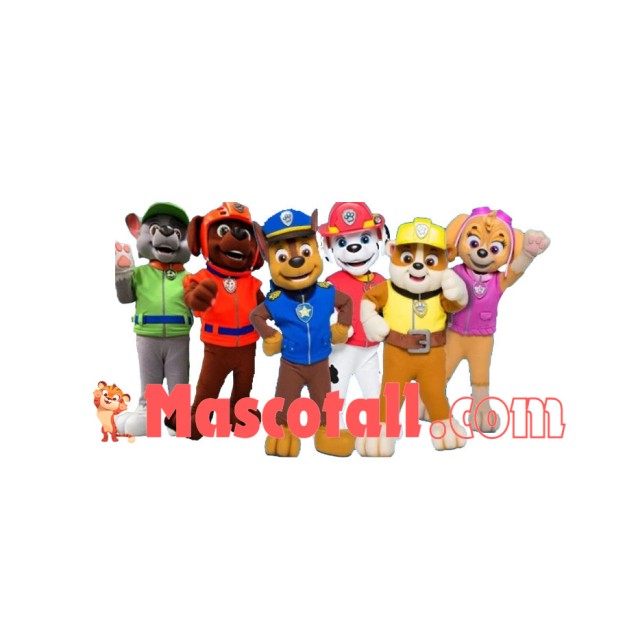 Paw Patrol - CHASE, MARSHALL, RUBBLE ,SKYE, ROCKY & ZUMA Mascot Costume