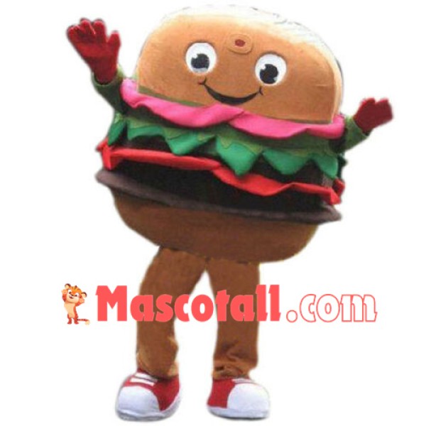 Happy Adult Hamburger Mascot Costume