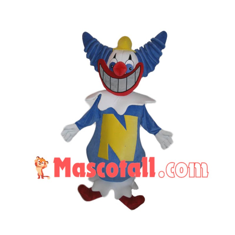 Happy Blue Clown Mascot Costume