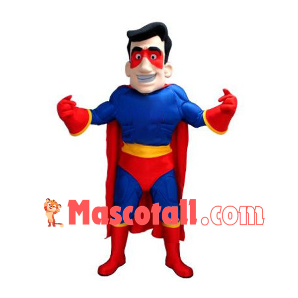 Blue & Red Superhero Mascot Costume