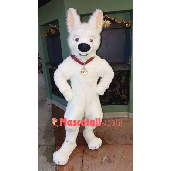 White German Shepherd Dog Bolt Mascot Costume