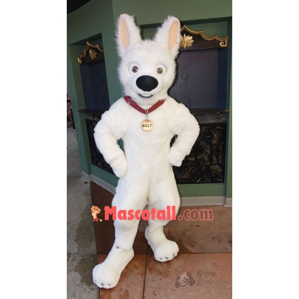White German Shepherd Dog Bolt Mascot Costume