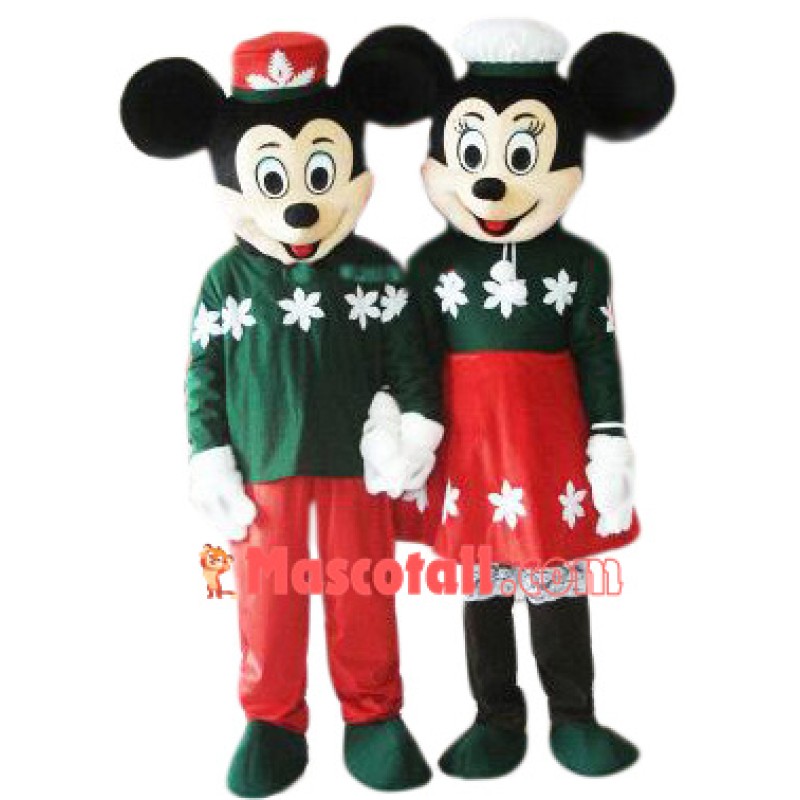 Lovely Christmas Mickey & Minnie Mascot Costume