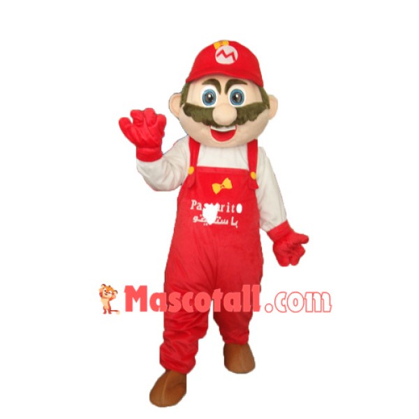 Mario with White Clothes Mascot Adult Costume