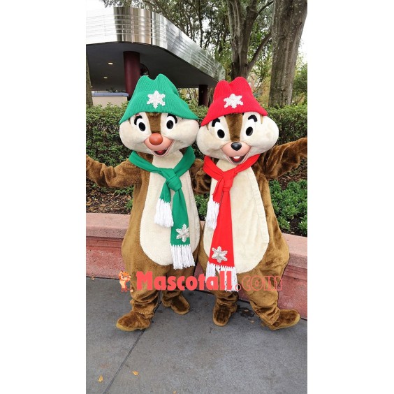 Christmas Chip & Dale Chipmunk Mascot Costume
