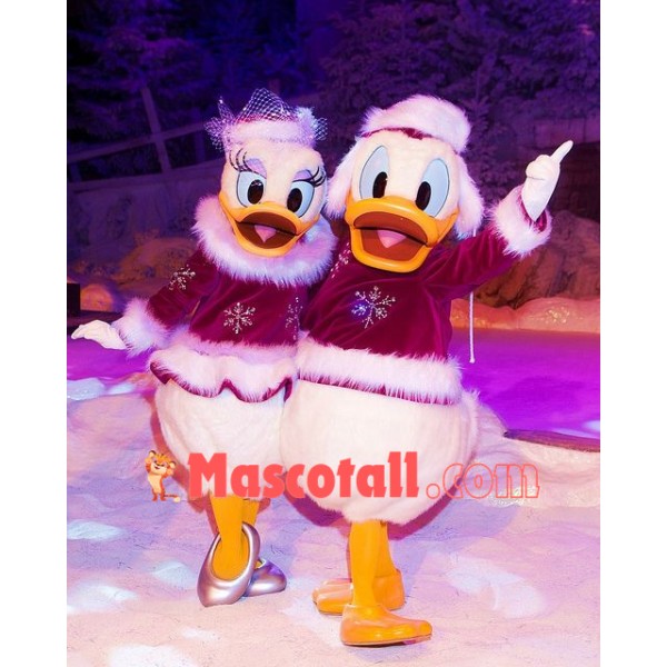 Lovely Christmas Donald Duck & Daisy Duck Mascot Costume