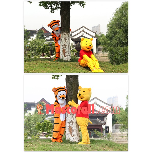 Winnie & Tiger the Pooh Mascot Costume Free Shipping