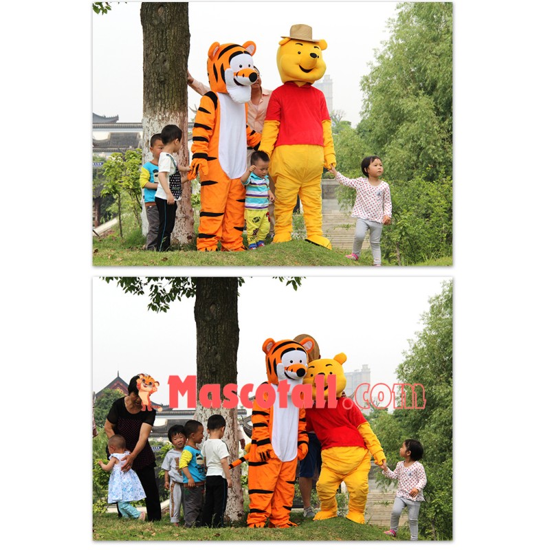 Winnie & Tiger the Pooh Mascot Costume Free Shipping