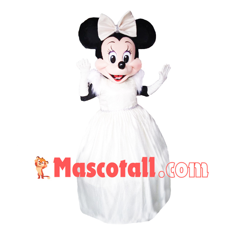 Minnie Mouse Bride Wedding White Dress Mascot Costume