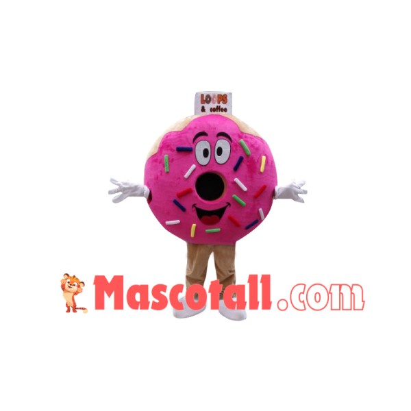 Pink Donut Mascot Costume