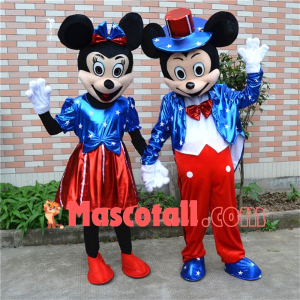 USA Flag Minnie & Mickey Mascot Costume